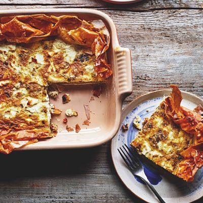 Mmmm … Goats’ cheese, vegetable & za’atar filo tart