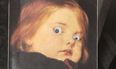 Guerrilla googley eyes appear on library book covers