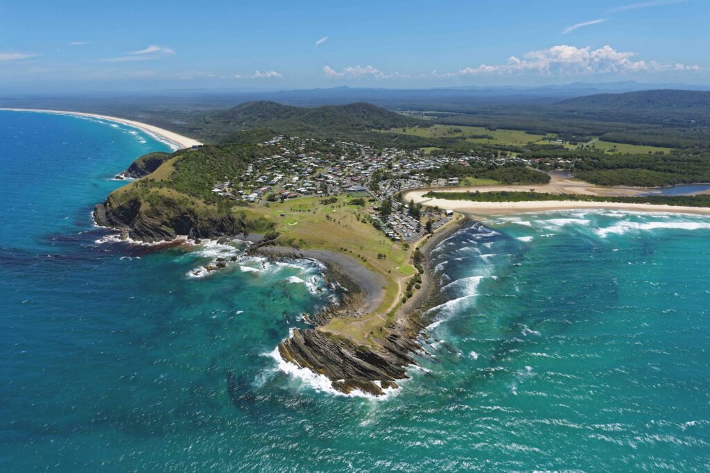 Aerial,View,Over,Crescent,Head,On,The,Mid,North,Coast